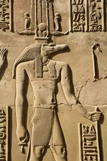 Kom Ombo Collection: Crocodile God Sobek, Wall Reliefs, Temple of Sobek and Haroeris, Kom Ombo, Egypt