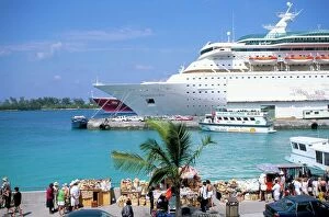 Dock Collection: Cruise ship, dockside, Nassau, Bahamas, West Indies, Central America