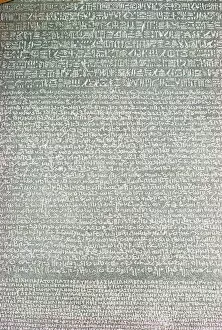 Rosetta Stone Collection: Detail, Rosetta Stone, British Museum, London, England, United Kingdom, Europe