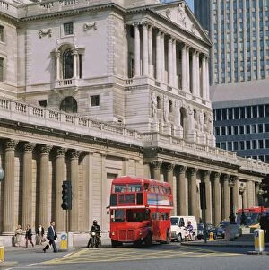 Stepping Collection: Double decker bus in front of the Bank of England, Threadneedle Street