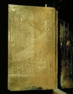Hieroglyph Collection: One of the double doors of the gilt shrine showing the goddess Isis