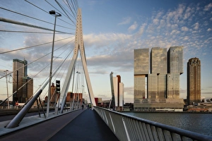 Four People Gallery: Erasmus Bridge and De Rotterdam, Wilhelminakade, Rotterdam, Netherlands, Europe