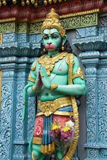 Temples Gallery: Exterior statue of the Hindu monkey god Hanuman, Sri Krishna Bagawan Temple