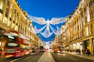 Festive Christmas lights in Regent Street in 2016, London, England, United Kingdom