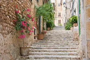 Step Gallery: Flight of steps in the heart of the village Fornalutx near Soller, Mallorca