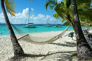 Tranquil Collection: Hammock hanging on famous White Bay, Jost Van Dyke, British Virgin Islands, West Indies
