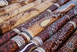 Musical Instrument Collection: Hand painted didgeridoos, Aboriginal musical instrument, Australia, Pacific