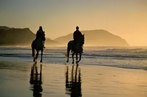 Full Body Gallery: Horse riding on the beach at sunrise