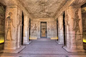 Support Gallery: Hypostyle Hall, Temple of Hathor and Nefertari, UNESCO World Heritage Site, Abu Simbel
