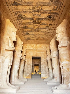 Egypt Collection: Interior view of the Great Temple of Abu Simbel with its successively smaller chambers leading to