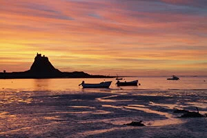 Sun Rise Gallery: Lindisfarne at sunrise, Holy Island, Northumberland, England, United Kingdom, Europe