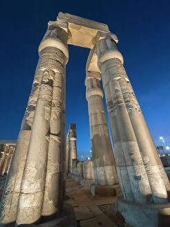 Egypt Collection: The Luxor Temple at night, a large Ancient Egyptian temple complex constructed approximately 1400