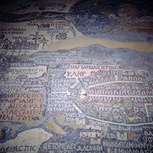 Motif Gallery: Madaba Mosaic Map, 6th century AD, detail showing Jerusalem, Madaba, Jordan