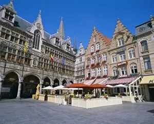 Umbrella Collection: Main Town Square, Ypres, Belgium, Europe