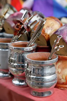 Mate cups for sale at the market in Purmamarca, Quebrada de Humahuaca, Jujuy Province, Argentina, South America Mate cups for sale at the market in Purmamarca, Quebrada de Humahuaca, Jujuy Province, Argentina, South America