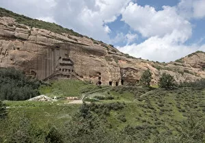 Tourist Attractions Gallery: Mati temple grottos carved in the mountain and made up of narrow galleries, Gansu, China