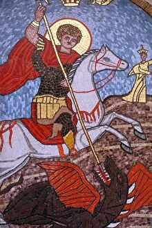 Dragon Collection: Mosaic of St. George slaying the dragon in St. George Coptic Orthodox church