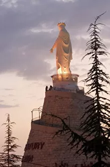 Spiritualism Gallery: Mountain top Basilica of Our Lady of Lebanon in the evening