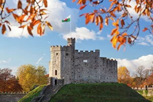 Leaf Collection: Norman Keep, Cardiff Castle, Cardiff, Wales, United Kingdom, Europe
