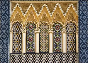 Multi Color Collection: Ornate architectural detail above the entrance to the Royal Palace, Fez
