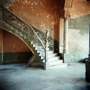 Iron Work Collection: Ornate marble staircase in apartment building, Havana, Cuba, West Indies, Central America