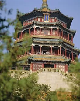 Stair Gallery: The ornate Tower of Fragrance of the Buddha, Summer Palace, Beijing, China