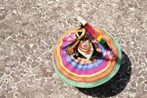 Overhead view of a Mestiza Cuzquena dancer in motion