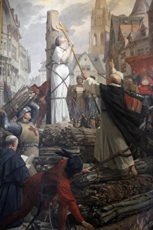 Female Likeness Gallery: Painting of Joan of Arc on the pyre by Jules-Eugene Leneuveu, Pantheon