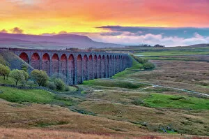 Moor Land Collection: Pen-y-ghent and Ribblehead Viaduct on Settle to Carlisle Railway, Yorkshire Dales National Park
