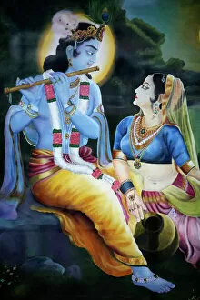 Illustration Gallery: Picture of Hindu gods Krishna and Rada, India, Asia