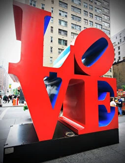Love Collection: The pop art Love sculpture by Robert Indiana, Sixth Avenue, Manhattan, New York City