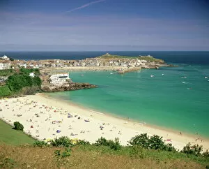 Vacationing Collection: Porthminster beach and harbour, St. Ives, Cornwall, England, United Kingdom, Europe