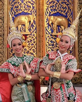 Life Style Collection: Portrait of two dancers in traditional Thai classical dance costume