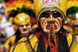 Multi Colour Gallery: Portrait of a Tobas warrior during carnival called The Devil Dance (La Diablada)