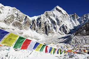 Religion & Spirituality Collection: Prayer flags at Everest Base Camp, Solu Khumbu Everest Region, Sagarmatha National Park