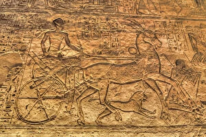 Abu Simel Collection: Ramses II in Chariot, Sunken Relief, Hypostyle Hall, Ramses II Temple