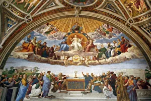 Female Likeness Gallery: Raphaels Rooms, Disputation of the Holy Sacrament, Vatican Museum, Rome, Lazio