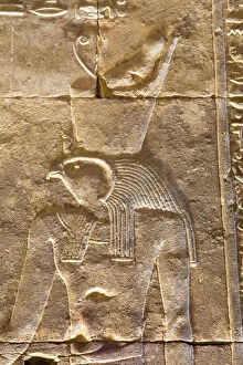 Edfu Collection: Relief of the God Horus, Temple of Horus, Edfu, Egypt, North Africa, Africa