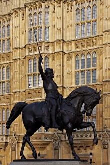 Animal Representation Collection: Richard The Lionheart Statue, Houses of Parliament, UNESCO World Heritage Site