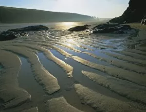 Day Break Gallery: Ripples in sandy beach at dawn, Porthcothan, near Newquay, Cornwall, England, UK, Europe