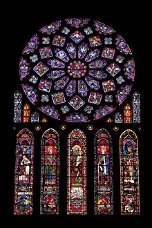Medieval Gallery: Rose window, Medieval stained glass windows in North Transept, Chartres Cathedral