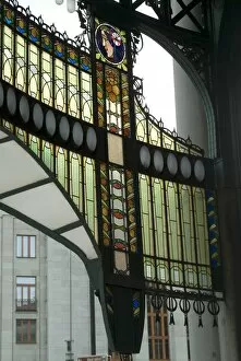 Stained glass Art Nouveau (Jugendstil) detail, Municipal House, Prague