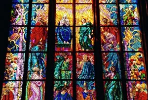 Multi Color Gallery: Stained glass window, St. Vitus Cathedral, Prague, Czech Republic, Europe
