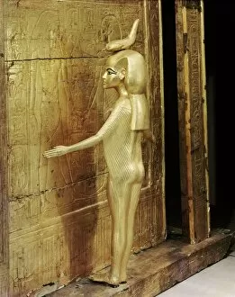 Shrine Gallery: Statue of the goddess Serket protecting the canopic chest or shrine