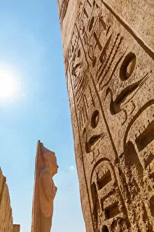 Tourist Attractions Collection: Statue and Obelisk at Luxor Temple, Luxor, Thebes, UNESCO World Heritage Site, Egypt
