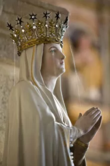 Female Likeness Gallery: Statue of Virgin Mary wearing crown inside parish church, Saint-Thegonnec, Finistere