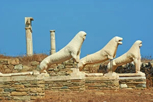 Animal Representation Collection: Statues on the Lion Terrace, Delos, UNESCO World Heritage Site, Cyclades Islands