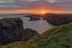Lens Flare Collection: Sunrise, Kilkee Cliffs, County Clare, Munster, Republic of Ireland, Europe
