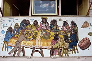 Wall Collection: Last Supper, painted on a Rasta home, Bridgetown, Barbados, West Indies