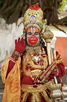 Nepalese Collection: A supposed Holy man dressed as Hanuman